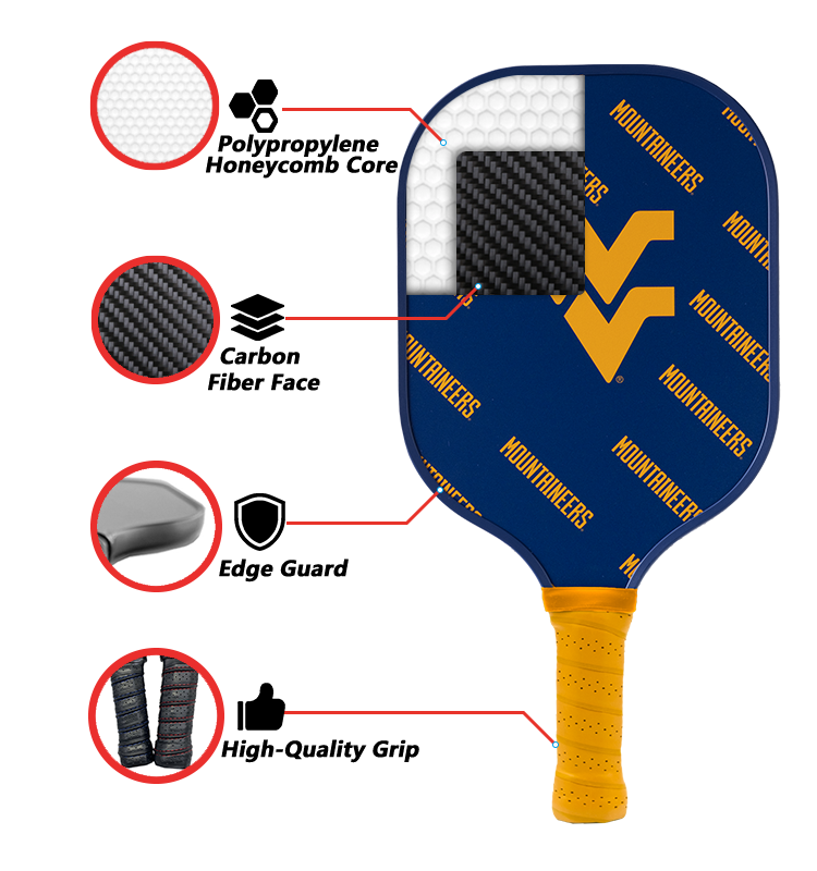 West Virginia Mountaineers Pickleball Paddle