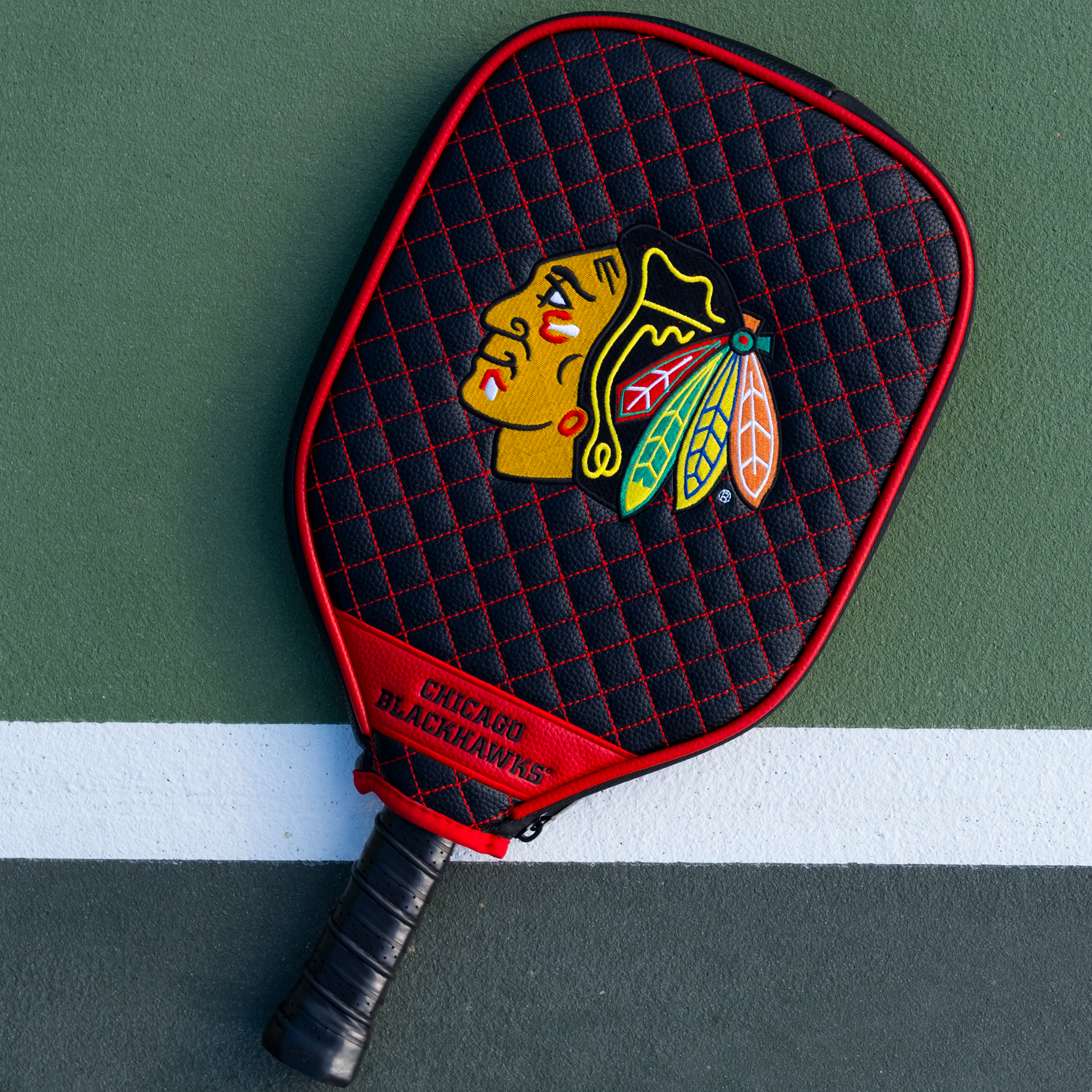 Chicago Blackhawks Quilted Pickleball Paddle Cover (Black)