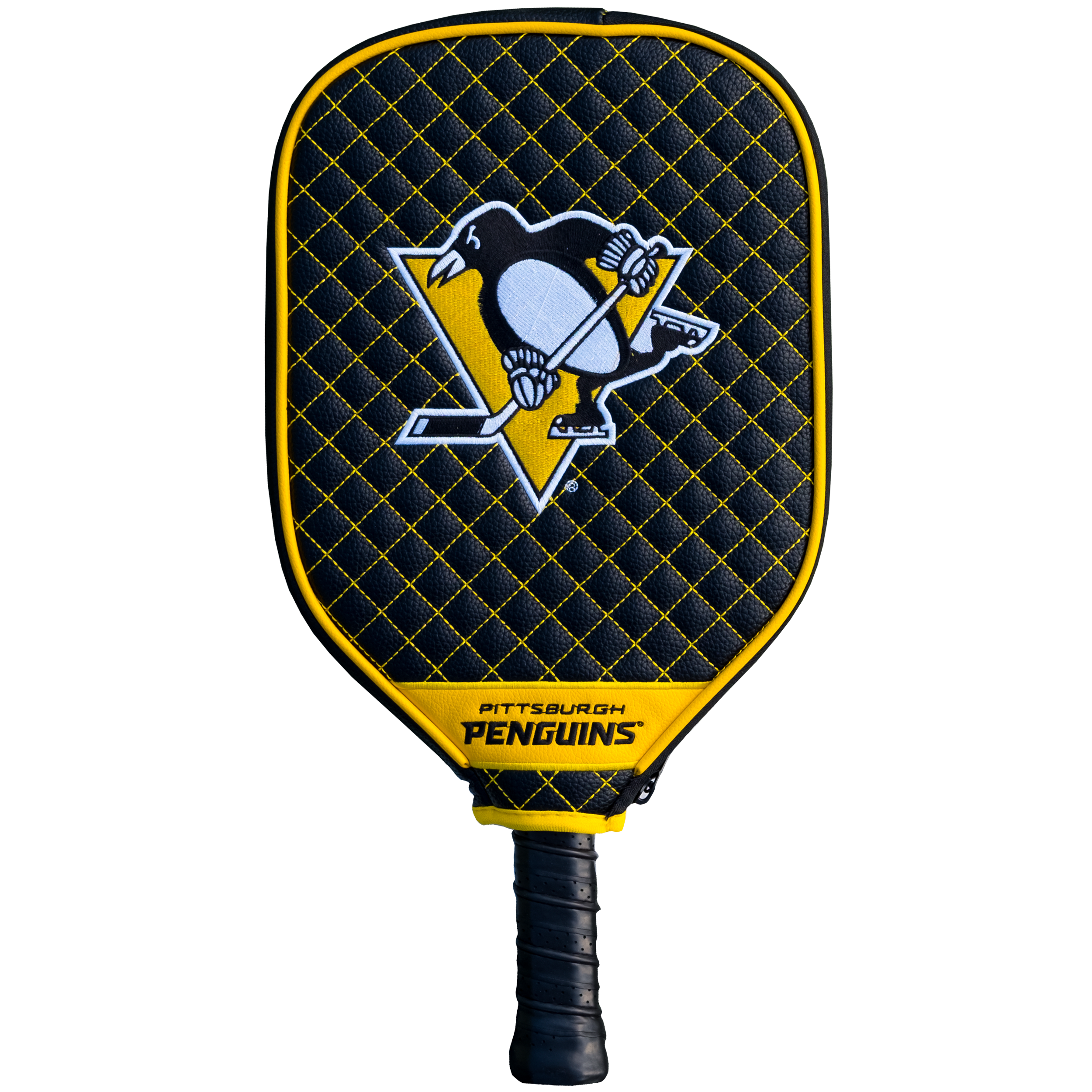 Pittsburgh Penguins Quilted Pickleball Paddle Cover (Black)