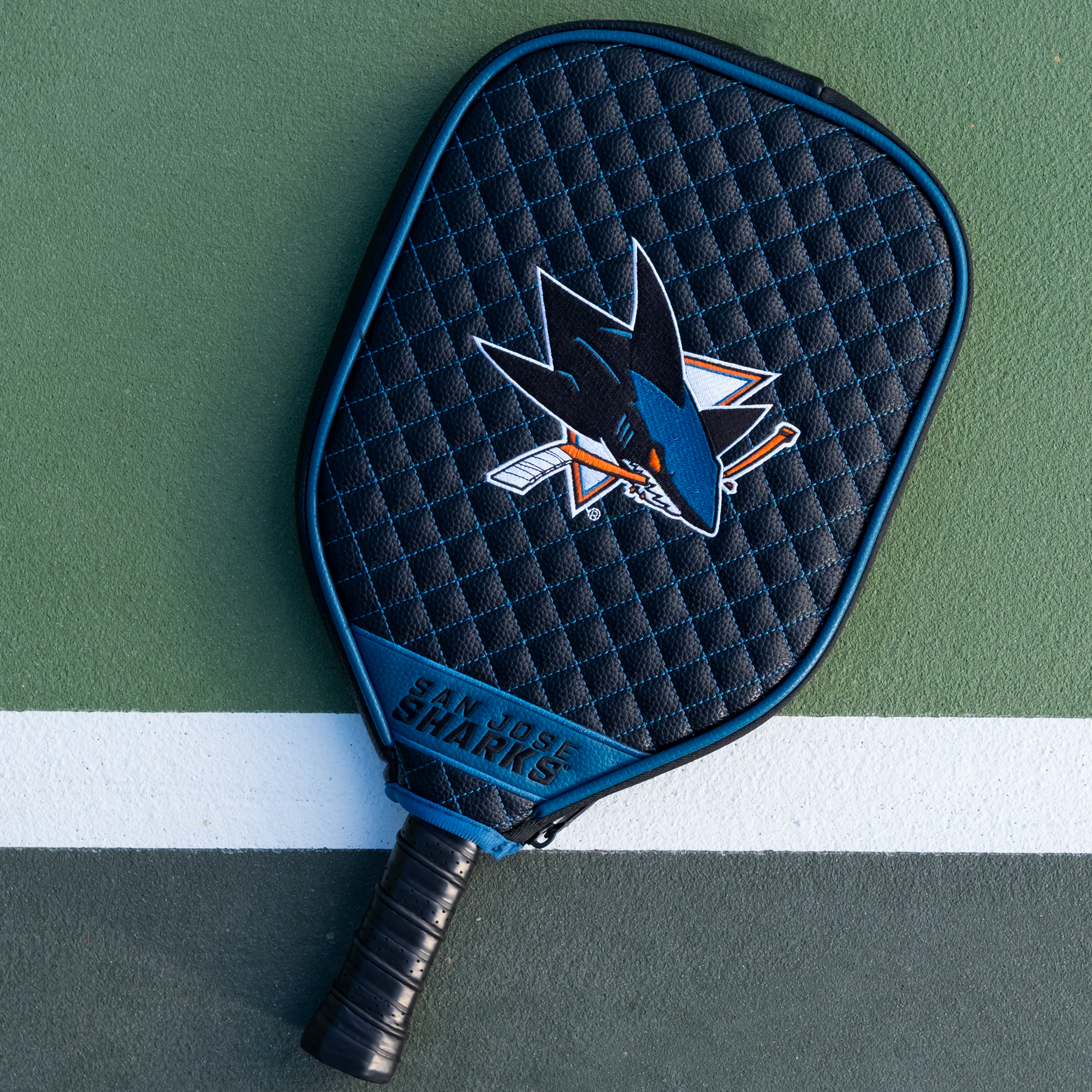 San Jose Sharks Quilted Pickleball Paddle Cover (Black)