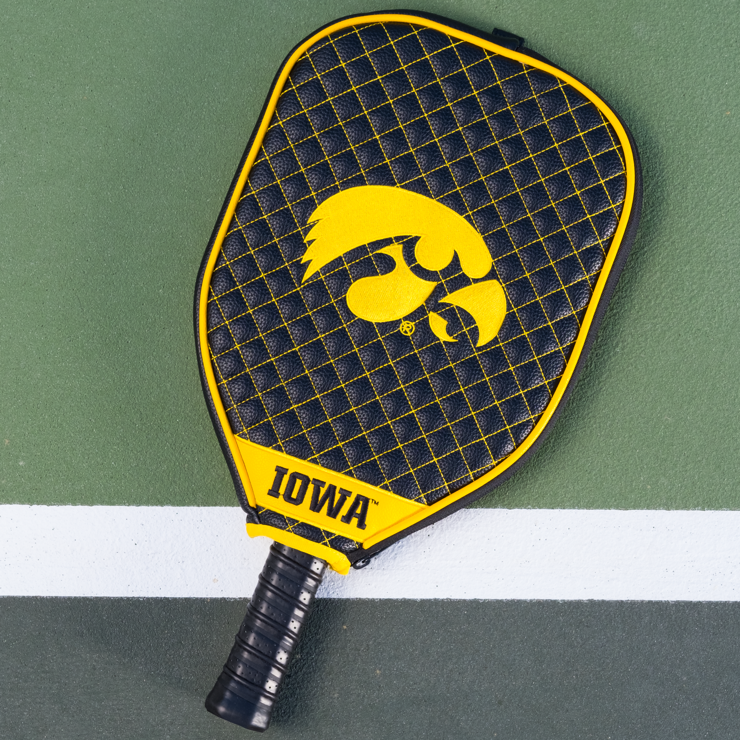 Iowa Hawkeyes Quilted Pickleball Paddle Cover (Black)