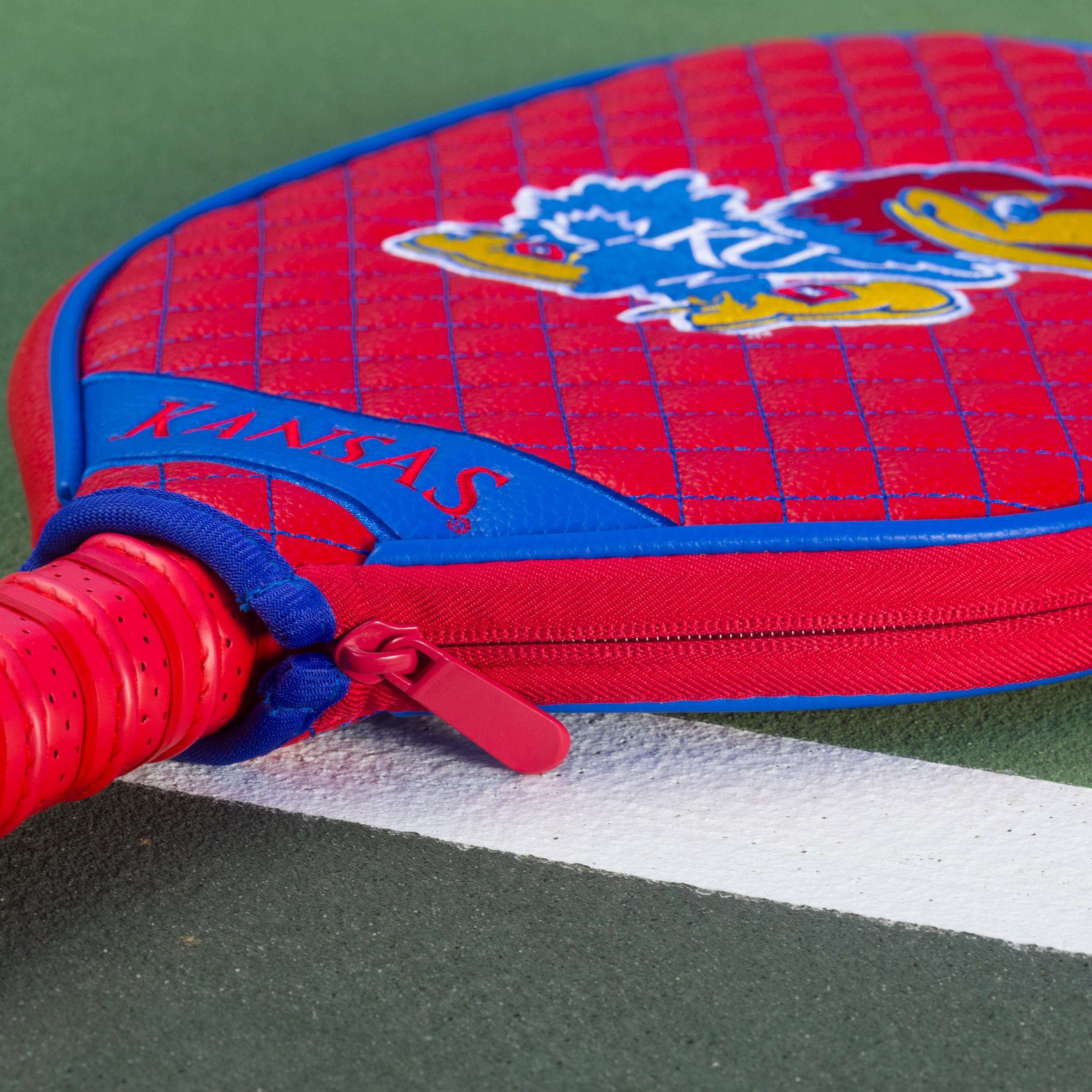 Kansas Jayhawks Quilted Pickleball Paddle Cover (Red)