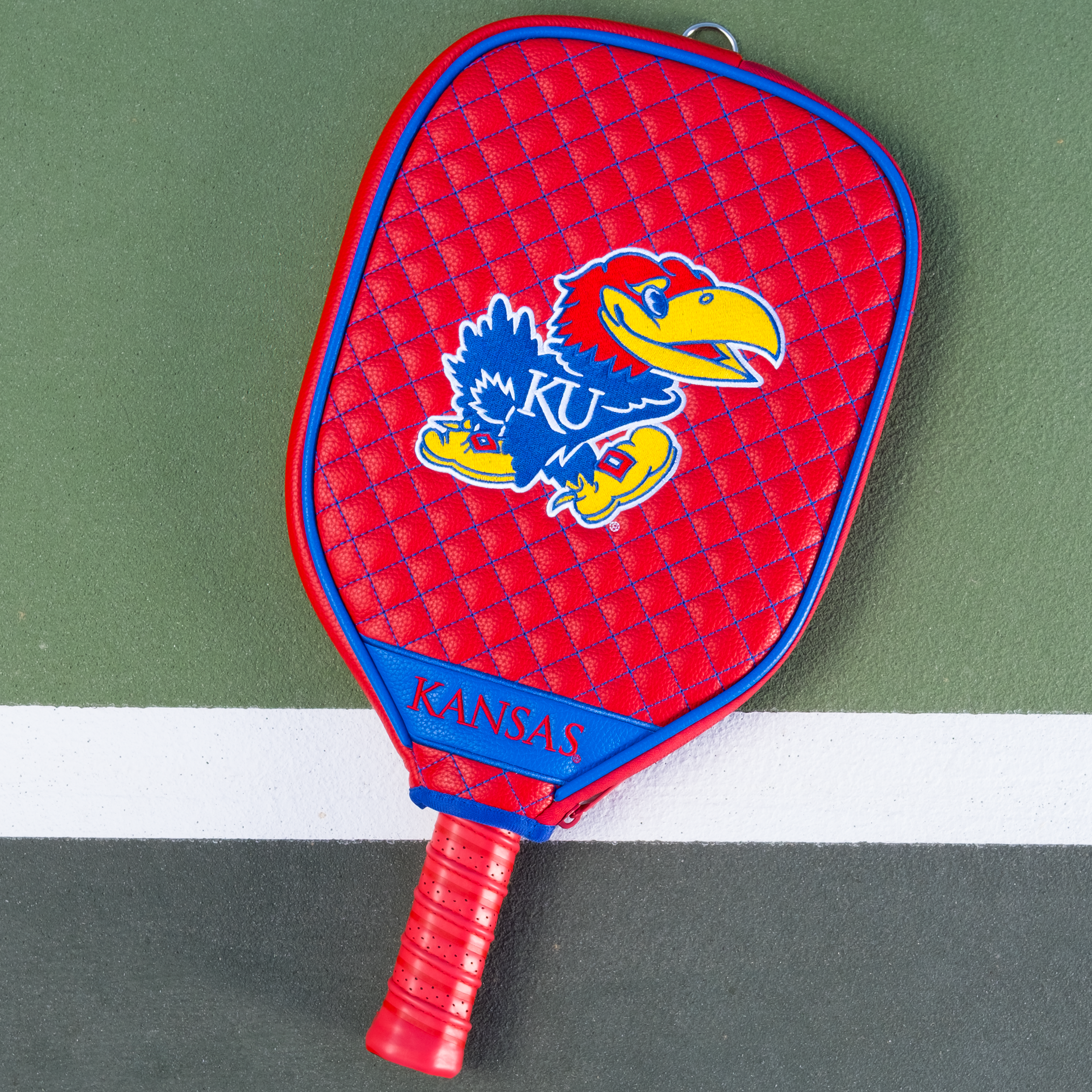 Kansas Jayhawks Quilted Pickleball Paddle Cover (Red)