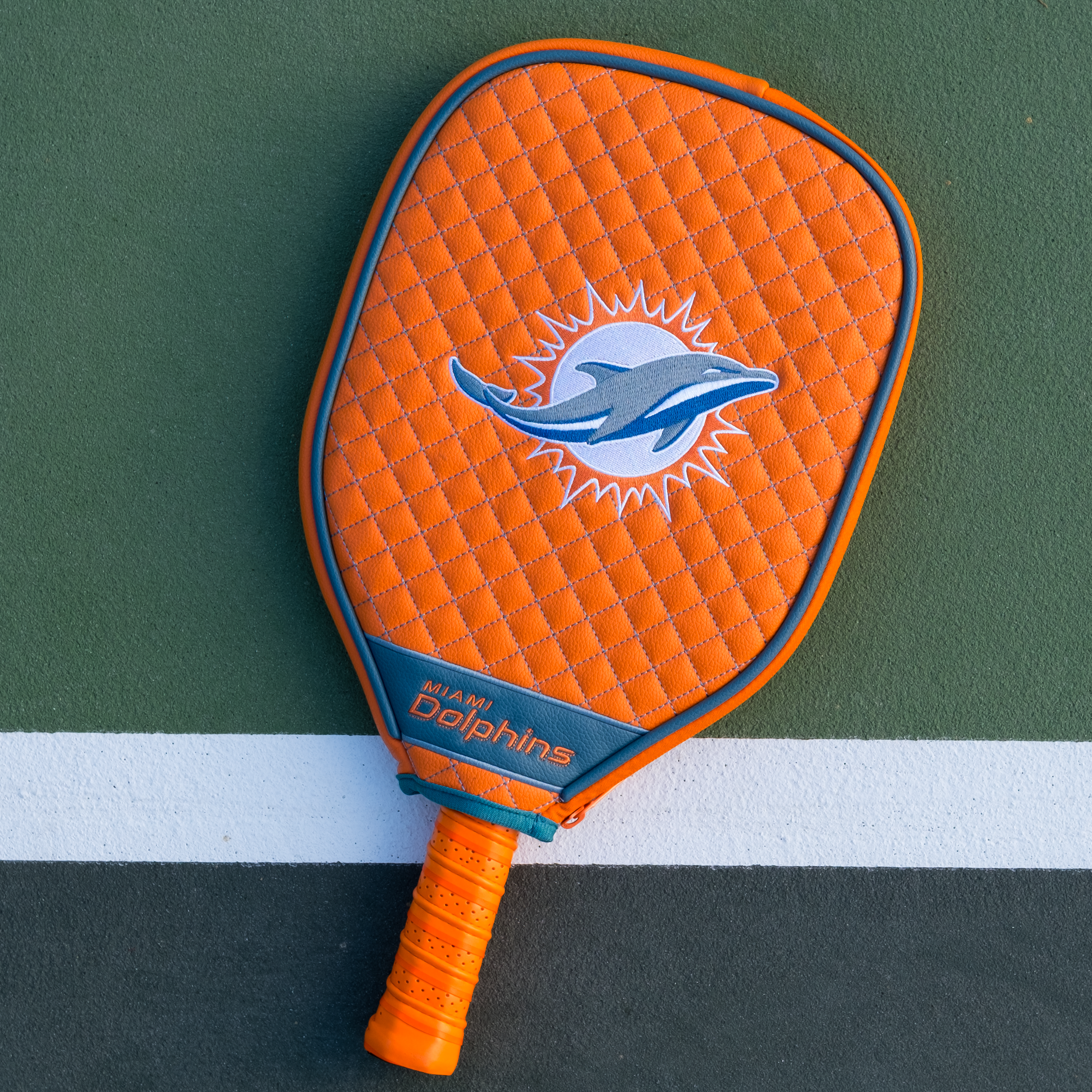 Miami Dolphins Quilted Pickleball Paddle Cover (Orange)