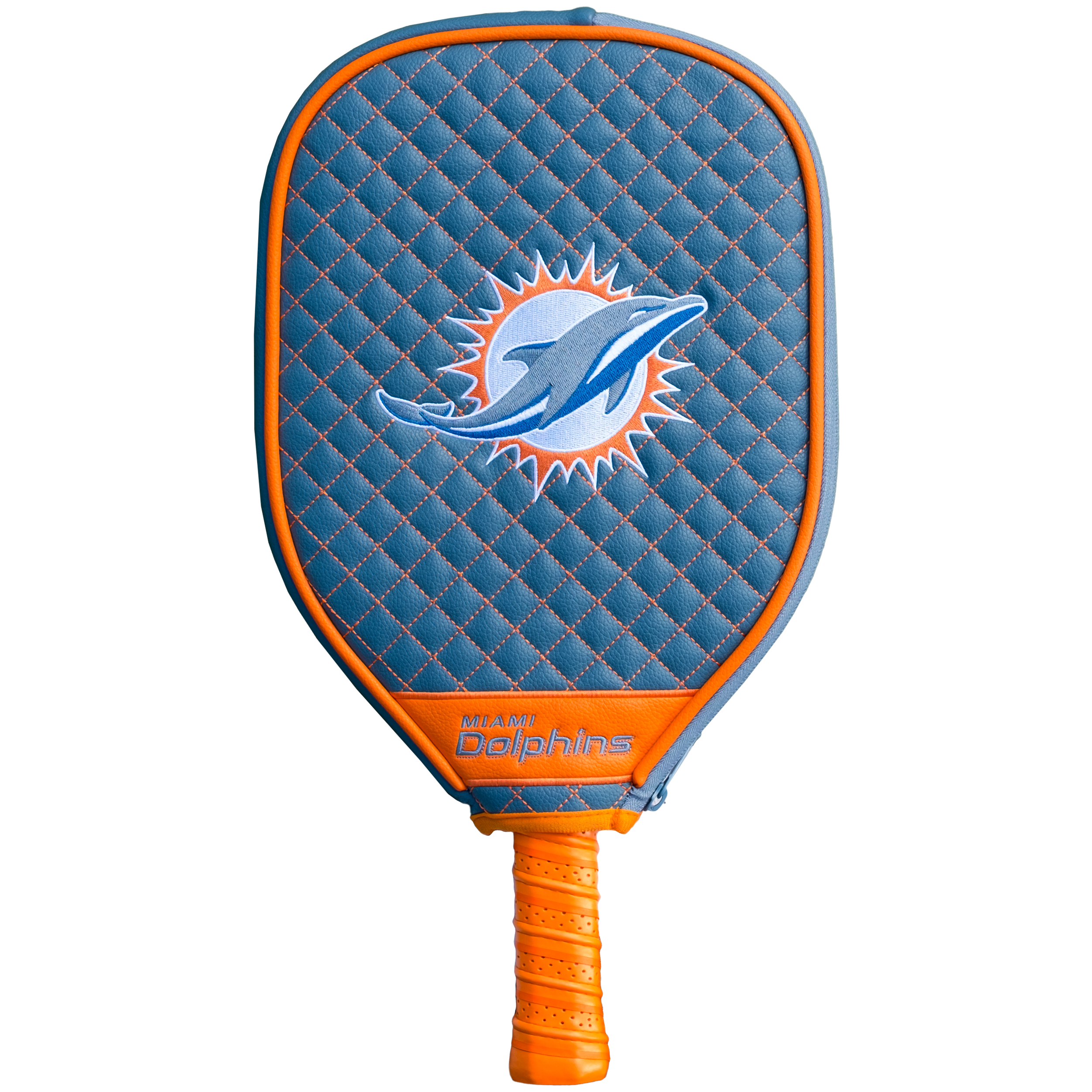 Miami Dolphins Quilted Pickleball Paddle Cover (Teal)