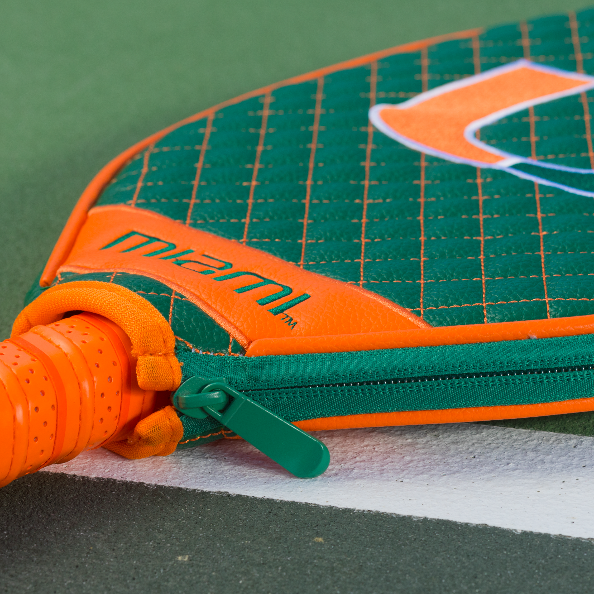 Miami Hurricanes Quilted Pickleball Paddle Cover (Dark Green)