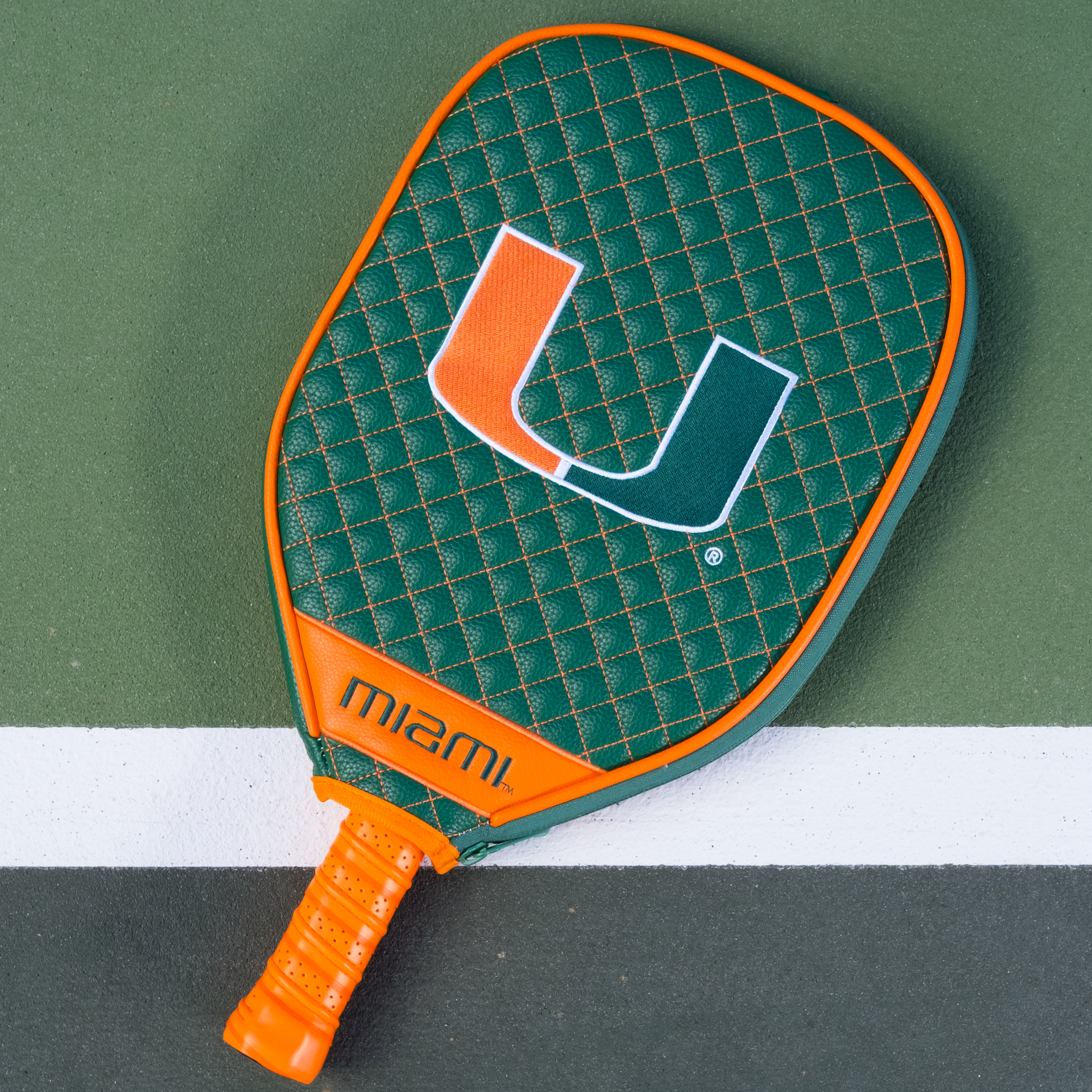 Miami Hurricanes Quilted Pickleball Paddle Cover (Dark Green)